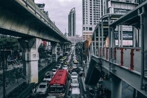 Traffic jam in a major city