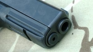 Closeup of Glock 43 muzzle